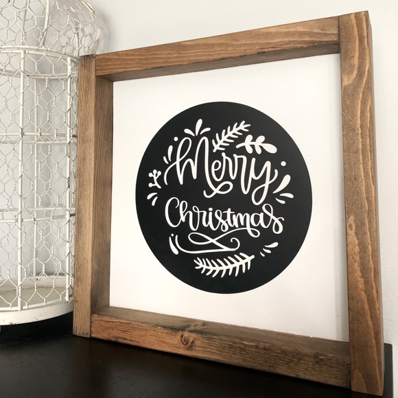 Merry Christmas 9.5” square wood sign, new handmade - Picture 2 of 5